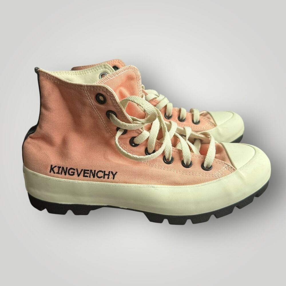 KINGVENCHY Converse Style High Top Lug Sole Pink Canvas Sneakers Women sz 9